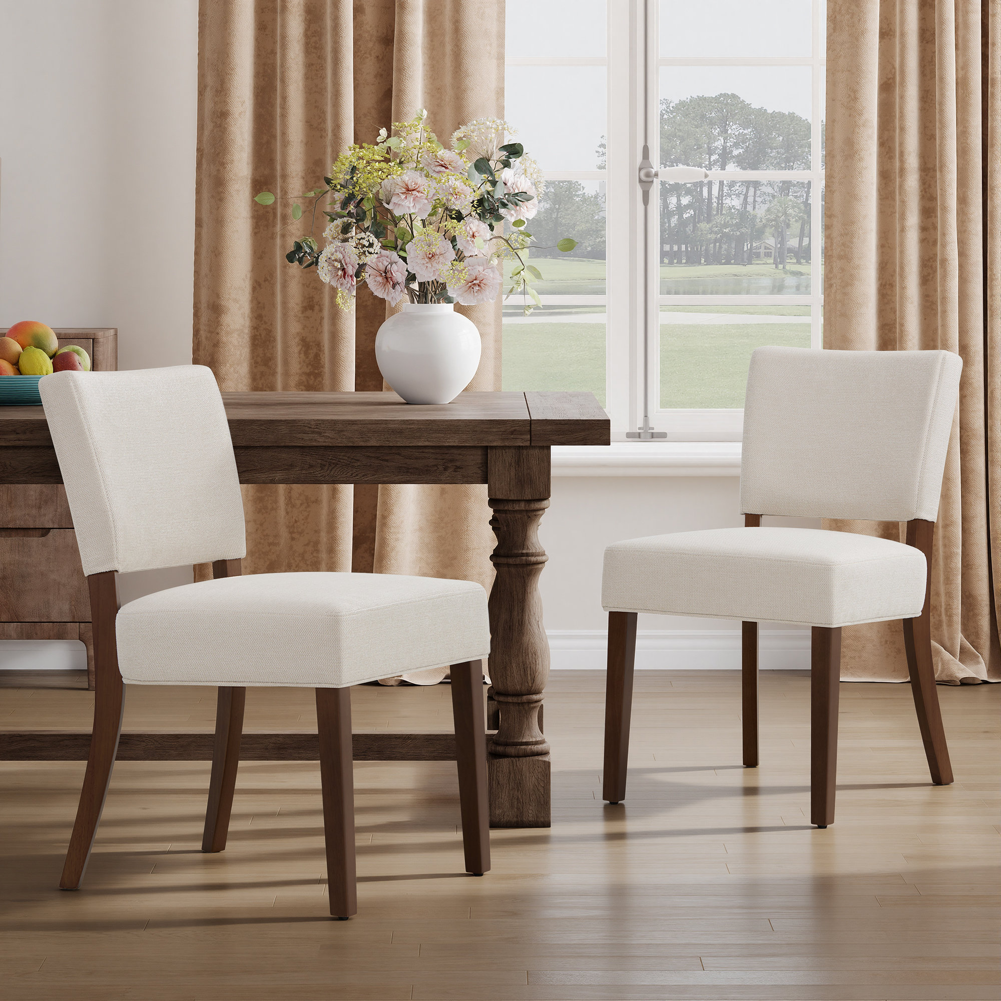 Winston Porter Upholstered Solid Wood Parsons Side Dining Chair